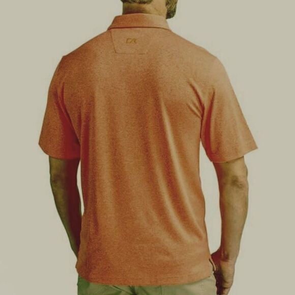 Cutter & Buck CB Drytec Luxe Solid Orange Mens Short Sleeve Polo - Picture 3 of 15
